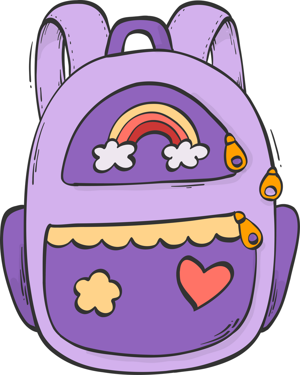 school bag, backpack png doodle